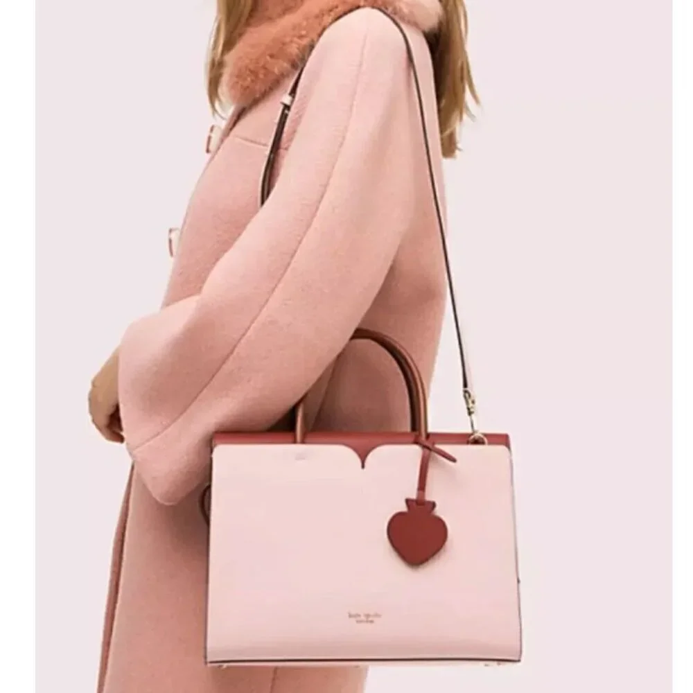 Kate Spade Spencer Top Handle Satchel Shoulder Bag Large Leather Cherrywood